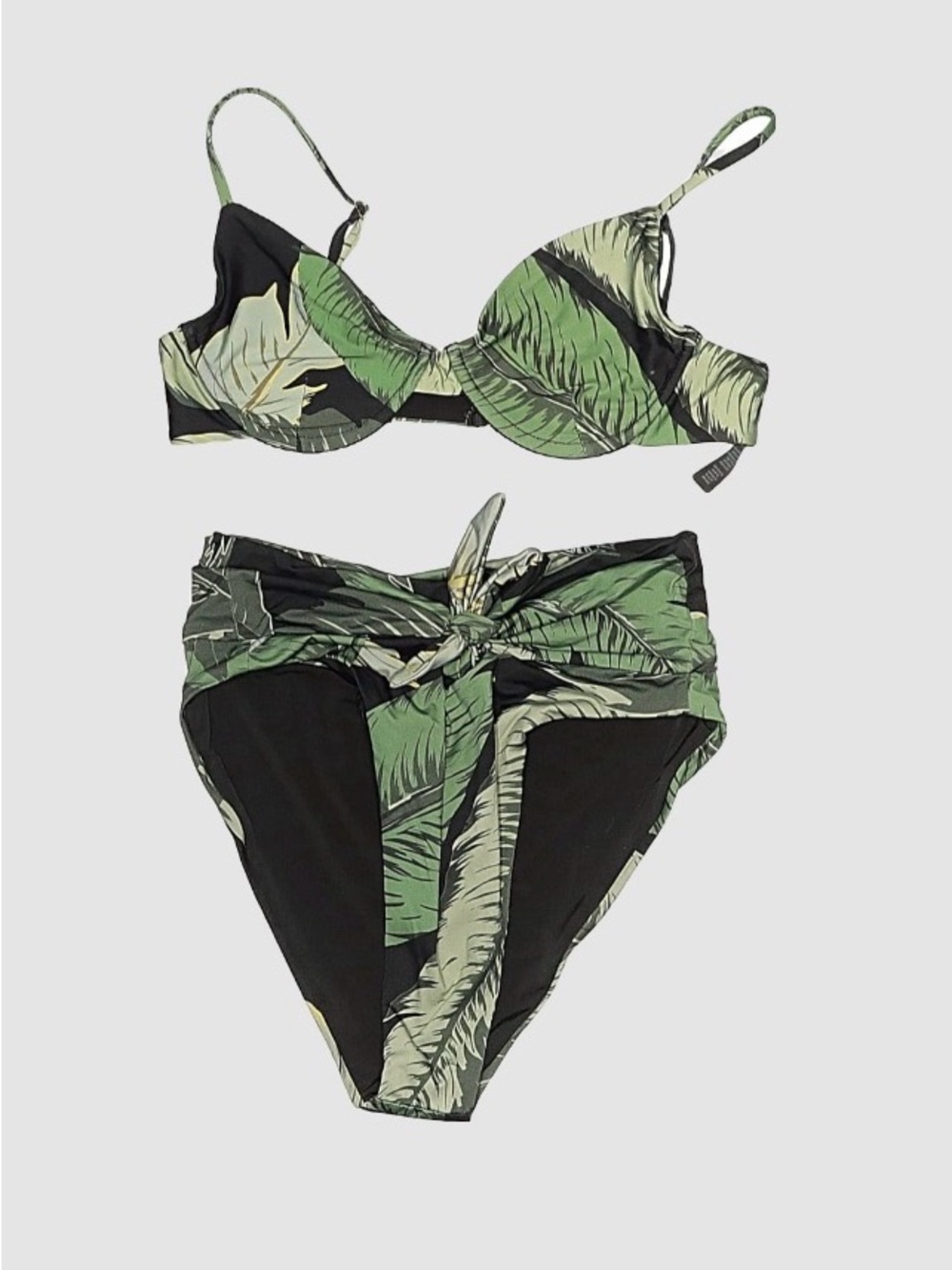 Beach Riot Green Tropical Leaf High-Waist Bikini Set